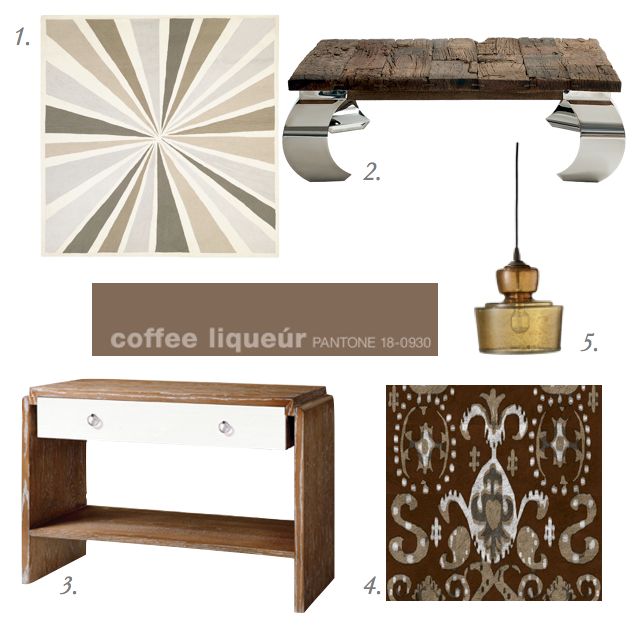 Andrew Martin coffee table, West Elm Rug, Jamie Young Pendant, Bungalow 5 Console, Elitis Wallcovering  