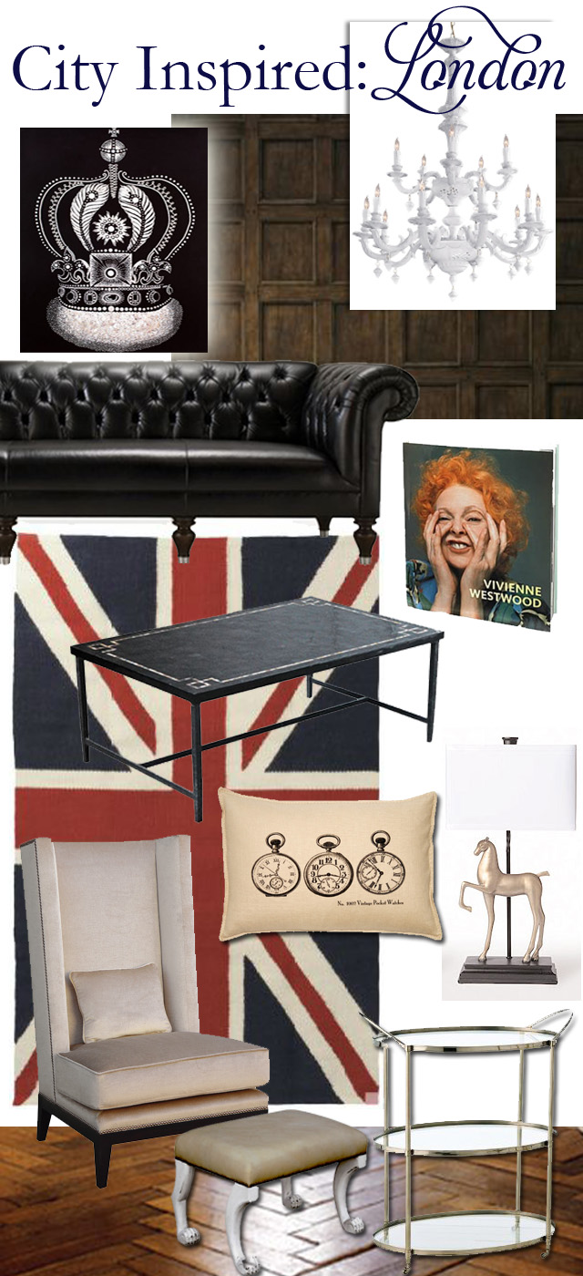 London Interior Design, British Flag Rug, Crown Jewels, Vivienne Westwood, Union Jack, Tea Time, Chesterfield Sofa, Herringbone Wood Floor, British Museum,